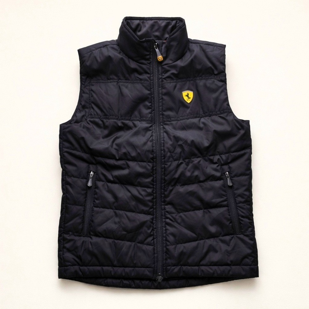 Ferrari Kids‎ Black Scuderia F1 Puffer Vest Full-Zip Quilted M Racing Autobahn